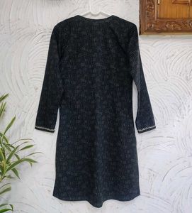 🩶🖤 Charcoal Black Embroidered Kurta