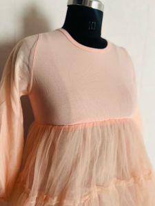 Peach Tulle Layered top