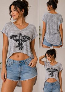 Grey American Rebel Eagle Graphic T-Shirt