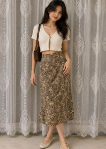 Vintage Floral Midi Skirt