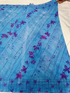 🇳🇿💫🎀Elegant Blue Floral Print Saree