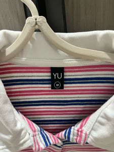 Striped Crop Top with Collar