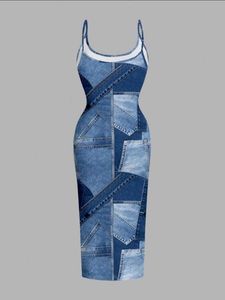 Denim Patchwork Bodycon Dress