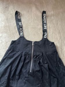Black Pinafore Dress with "Enjoy Life" Straps