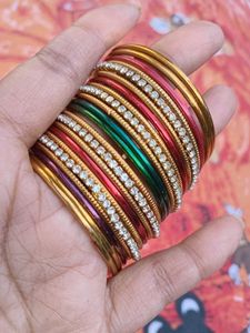 Colorful Bangle Set with Rhinestones