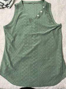 Women's Sleeveless Eyelet Top