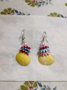 Unique Shell &amp; Bead Dangle Earrings