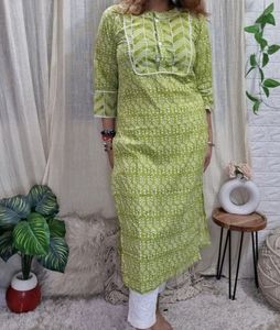 With Tags Fresh Green Pure Cotton Kurti Small
