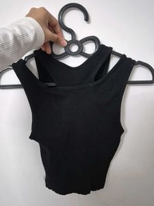 Chic Black Cut-Out Ribbed Tank Top