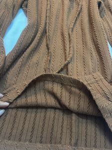 Brown Long Sleeve Lace-Up Top