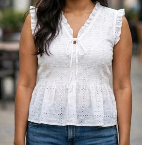 White Peplum Top