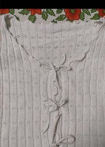 Cute White Crochet Tie-Up Top