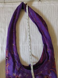 Vibrant Purple Embroidered Sling Bag