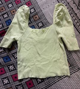 Green Puff Sleeve Top