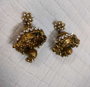 Elegant Jhumka Earrings with Stones