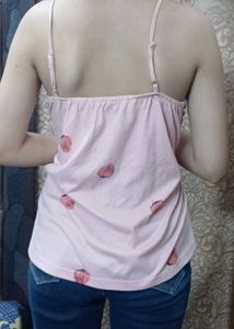 Cute Pink Strawberry Cami Top