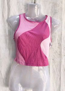 Colorblock Ribbed Crop Tank Top