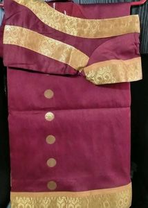 Maroon Silk Saree with Blouse