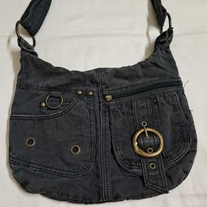 Y2k Vintage 2000s Grunge Buckle Grey Hobo Bag