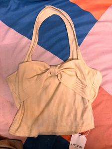 Bow Halter Neck ribbed crop top