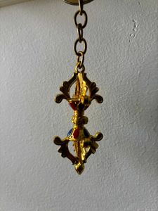 Vintage Gold Tone Dorje Keychain