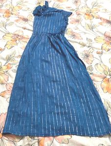 Blue Striped A-Line Dress