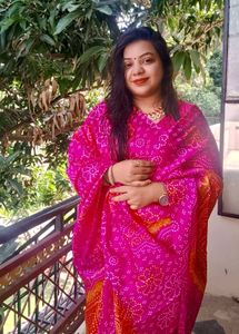 Bandhani Beauty: Pink &amp; Orange Saree