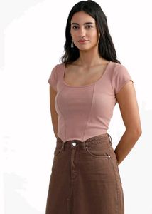 Ribbed Knit Scoop Neck Top