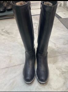 Classic Black Leather Knee-High Boots