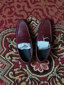 H&amp;M Burgundy Leather Loafers