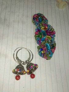 Multicolor Embroidery Buckle With Danglers