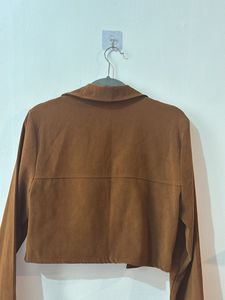 Stylish Brown Suede Cropped Jacket