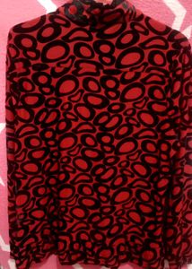 Chic Red &amp; Black Abstract Print Blouse