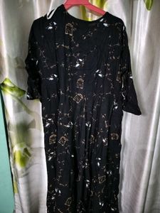 Black Printed Maternity Gown