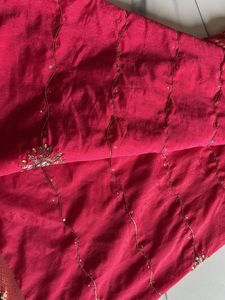 Stunning Pink Embroidered Saree with Blouse