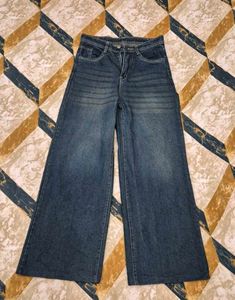 Wide Leg Blue Denim Jeans