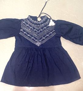 Navy Blue Embroidered Kurta