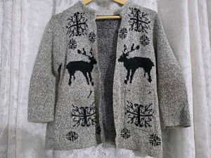 Cozy Reindeer Knit Cardigan