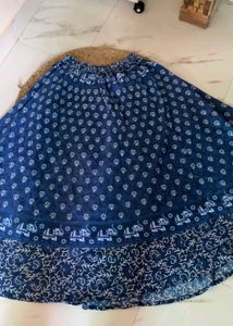 Blue Printed Maxi Skirt