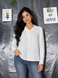 SHEIN Elegant White Button-Down Shirt