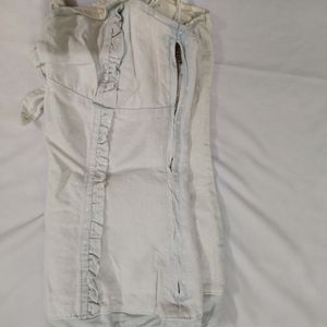 Faded Blue/White Denim Fabric Bodysuit