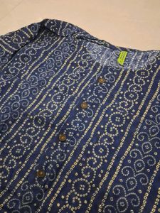 Women's Blue Bandhani Print Kurta