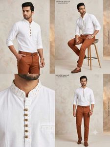 Men's Premium White Shirt with Brown Pants