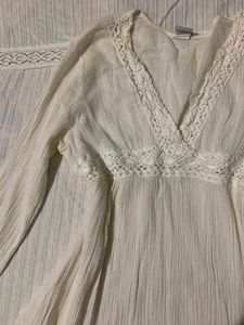 Boho White Embroidered V-Neck Top