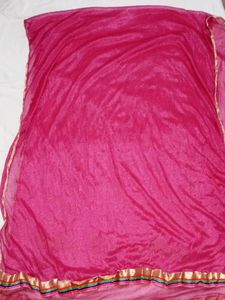 Vibrant Pink Dupatta with Embellished Border