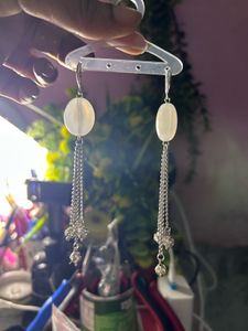 Elegant White Stone Dangle Earrings