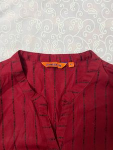 Maroon Striped Kurta