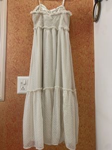 Cream Swiss Dot Maxi Dress
