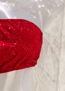 Sparkly Red Bandeau Blouse