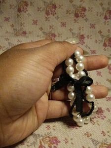 Elegant Pearl charm with Black Bow